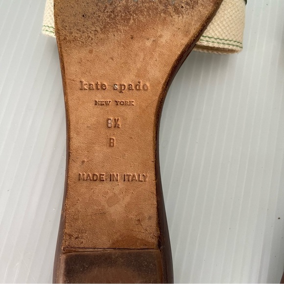 Kate Spade Toby Green Cream Polka Dot Slide Wooden Sandals size 8.5 - Picture 11 of 11